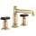1.5 GPM Widespread Lavatory Faucet with Column Spout and without Handles in Polished Gold Finish