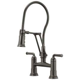 1.8 GPM Articulating Bridge Faucet with Finished Hose in Luxe Steel Finish