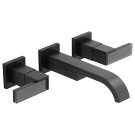 65880LF Wall Mount Bathroom Faucet with Lever Handles and Solar Gray Glass Accents