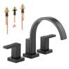 Roman Tub Trim Kit with Handles and Solar Gray Glass Accents in Matte Black