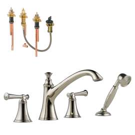 Roman Tub Trim Kit With Lever Handles and Hand Shower in Polished Nickel