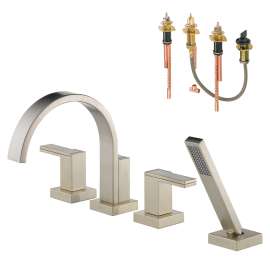 Roman Tub Trim Kit With Handles and Hand Shower in Brushed Nickel