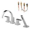 Roman Tub Trim Kit With Handles, Solar Gray Glass Accents, and Hand Shower in Polished Chrome