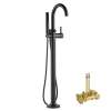 Odin KT70175-R-BL Single Handle Freestanding Tub Filler Trim Kit in Matte Black