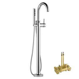 Odin KT70175-R-PC Single Handle Freestanding Tub Filler Trim Kit in Polished Chrome