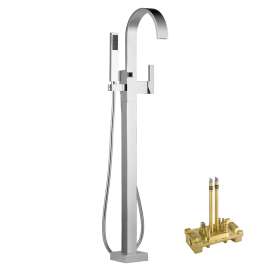 Single Handle Freestanding Tub Filler Trim Kit in Polished Chrome