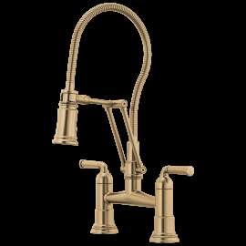 Brizo Rook(R): Articulating Bridge Faucet with Finished Hose, 62174LF-GL