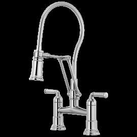 Brizo Rook(R): Articulating Bridge Faucet with Finished Hose, 62174LF-PC