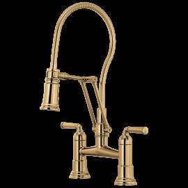 Brizo Rook(R): Articulating Bridge Faucet with Finished Hose, 62174LF-PG