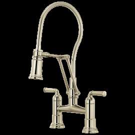 Brizo Rook(R): Articulating Bridge Faucet with Finished Hose, 62174LF-PN
