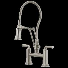 Brizo Rook(R): Articulating Bridge Faucet with Finished Hose, 62174LF-SS