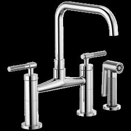 Brizo Litze(R): Bridge Faucet with Square Spout and Knurled Handle, 62553LF-PC