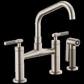 Brizo Litze(R): Bridge Faucet with Angled Spout and Knurled Handle, 62563LF-SS