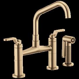 Brizo Litze(R): Bridge Faucet with Angled Spout and Industrial Handle, 62564LF-GL