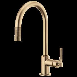 Brizo Litze(R): Pull-Down Faucet with Arc Spout and Knurled Handle, 63043LF-GL