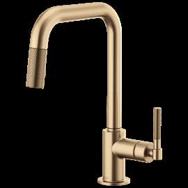 Brizo Litze(R): Pull-Down Faucet with Square Spout and Knurled Handle, 63053LF-GL