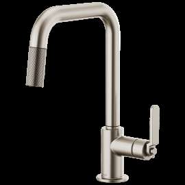 Brizo Litze(R): Pull-Down Faucet with Square Spout and Industrial Handle, 63054LF-SS