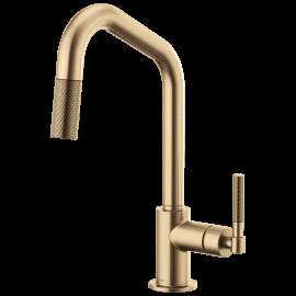 Brizo Litze(R): Pull-Down Faucet with Angled Spout and Knurled Handle, 63063LF-GL