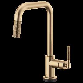Brizo Litze(R): SmartTouch(R) Pull-Down Kitchen Faucet with Square Spout and Knurled Handle, 64053LF-GL