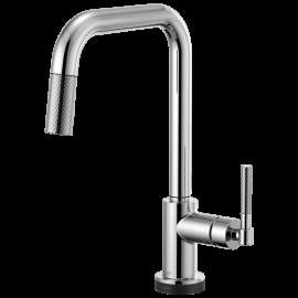 Brizo Litze(R): SmartTouch(R) Pull-Down Kitchen Faucet with Square Spout and Knurled Handle, 64053LF-PC