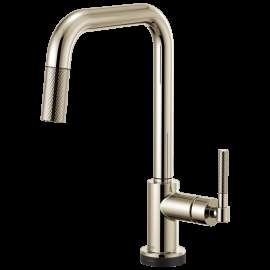 Brizo Litze(R): SmartTouch(R) Pull-Down Kitchen Faucet with Square Spout and Knurled Handle, 64053LF-PN