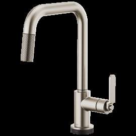Brizo Litze(R): SmartTouch(R) Pull-Down Kitchen Faucet with Square Spout and Industrial Handle, 64054LF-SS