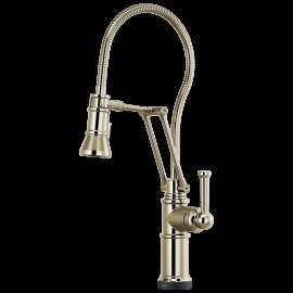 Brizo Artesso(R): SmartTouch(R) Articulating Kitchen Faucet With Finished Hose, 64125LF-PN
