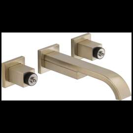 Brizo Siderna(R): Two-Handle Wall Mount Lavatory Faucet - Less Handles 1.2 GPM, 65880LF-BNLHP-ECO