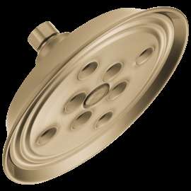 Brizo Essential(TM) Shower: 7" Classic Round H<sub>2</sub>Okinetic<sup>(R)</sup> Single Function Wall Mount Showerhead, 87305-GL