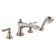 Brizo Rook(R): Roman Tub Faucet with Handshower - Less Handles, T67460-NKLHP