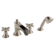 Brizo Rook(R): Roman Tub Trim with Hand Shower - Less Handles, T67461-NKLHP