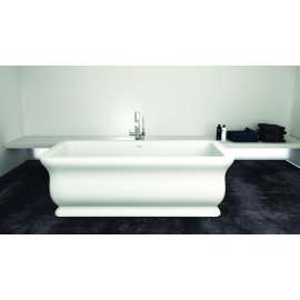 71-in L x 33.5-in W x 25.6-in H Resin Stone Freestanding Bathtub with center drain, in White