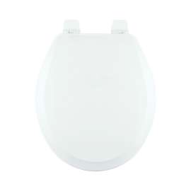 Wood Round Toilet Seat in Crane White
