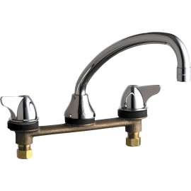 Low Arch Hot and Cold Water Kitchen Sink Faucetwith Lever Handles in Polished Chrome
