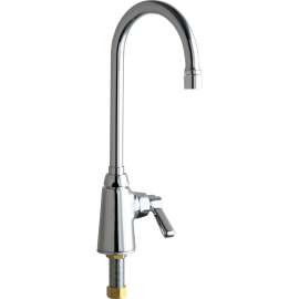 Single Hole Ecast Kitchen Faucet with Vandal Proof Pin, Softflo Aerator and Lever Handle in Polished Chrome