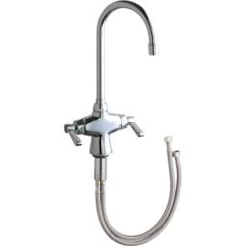 50-E35ABCP Single Hole, Deck Mounted Manual Ecast Sink Faucet with Rigid/Swing Gooseneck Spout and Lever Handle in Polished Chrome