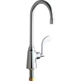 1.5 GPM Single Hole Ecast Kitchen Faucet with Vandal Proof, Ceramic Cartridge and Wristblade Handle in Polished Chrome