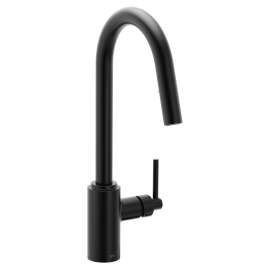 Aluma Matte black one-handle high arc pulldown kitchen faucet, 75135BL