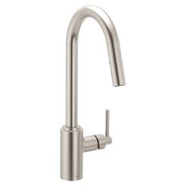 Aluma Spot resist stainless one-handle high arc pulldown kitchen faucet, 75135SRS