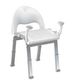 Adjustable Shower Seat with Seat Back and Arm Rests in Glacier