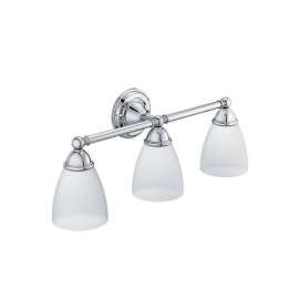 3 Light Bathroom Vanity Light with Frosted Shades in Chrome