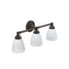 3 Light Bathroom Vanity Light with Frosted Shades in Oil Rubbed Bronze