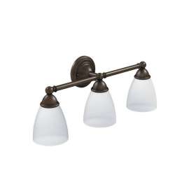 3 Light Bathroom Vanity Light with Frosted Shades in Oil Rubbed Bronze