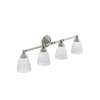 4 Light Bathroom Vanity Light with Frosted Shades in Brushed Nickel