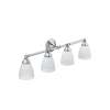4 Light Bathroom Vanity Light with Frosted Shades in Chrome