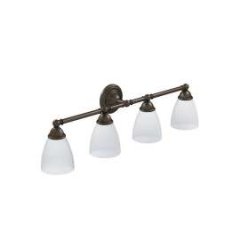 4 Light Bathroom Vanity Light with Frosted Shades in Oil Rubbed Bronze