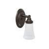 Single Light Bathroom Sconce with Frosted Shade in Oil Rubbed Bronze