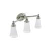 3 Light Bathroom Sconce with Frosted Shades in Brushed Nickel
