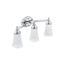 3 Light Bathroom Sconce with Frosted Shades in Chrome