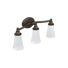 3 Light Bathroom Sconce with Frosted Shades in Oil Rubbed Bronze